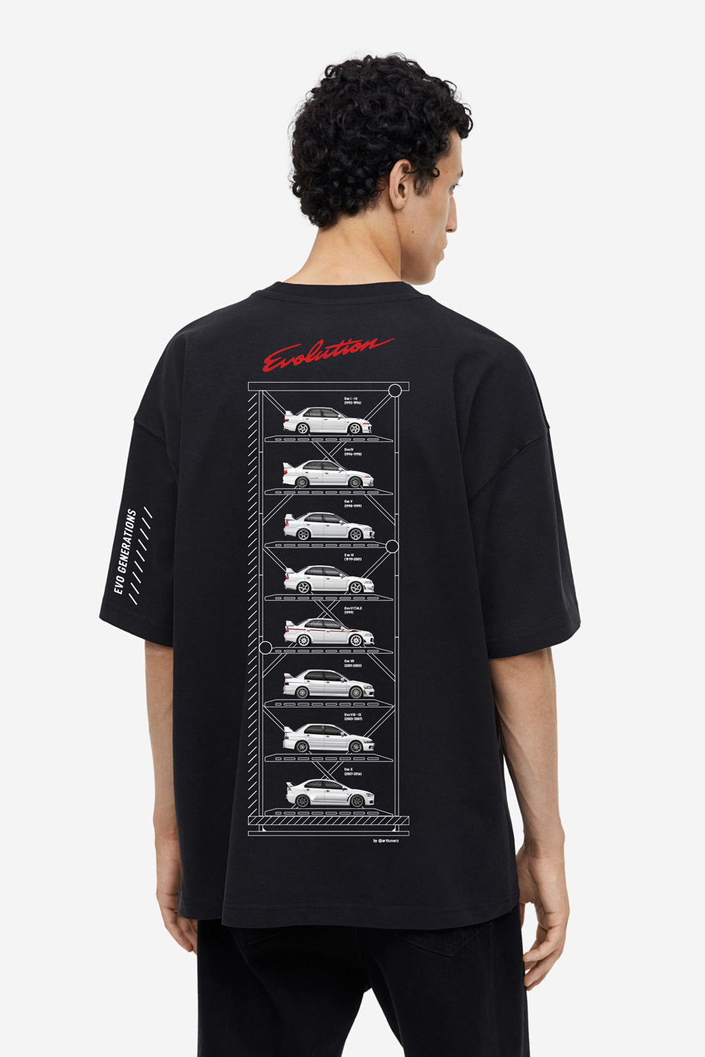VOLT'D x ArtTunerz Mitsubishi Lancer Evolution Generations Tee (Black)