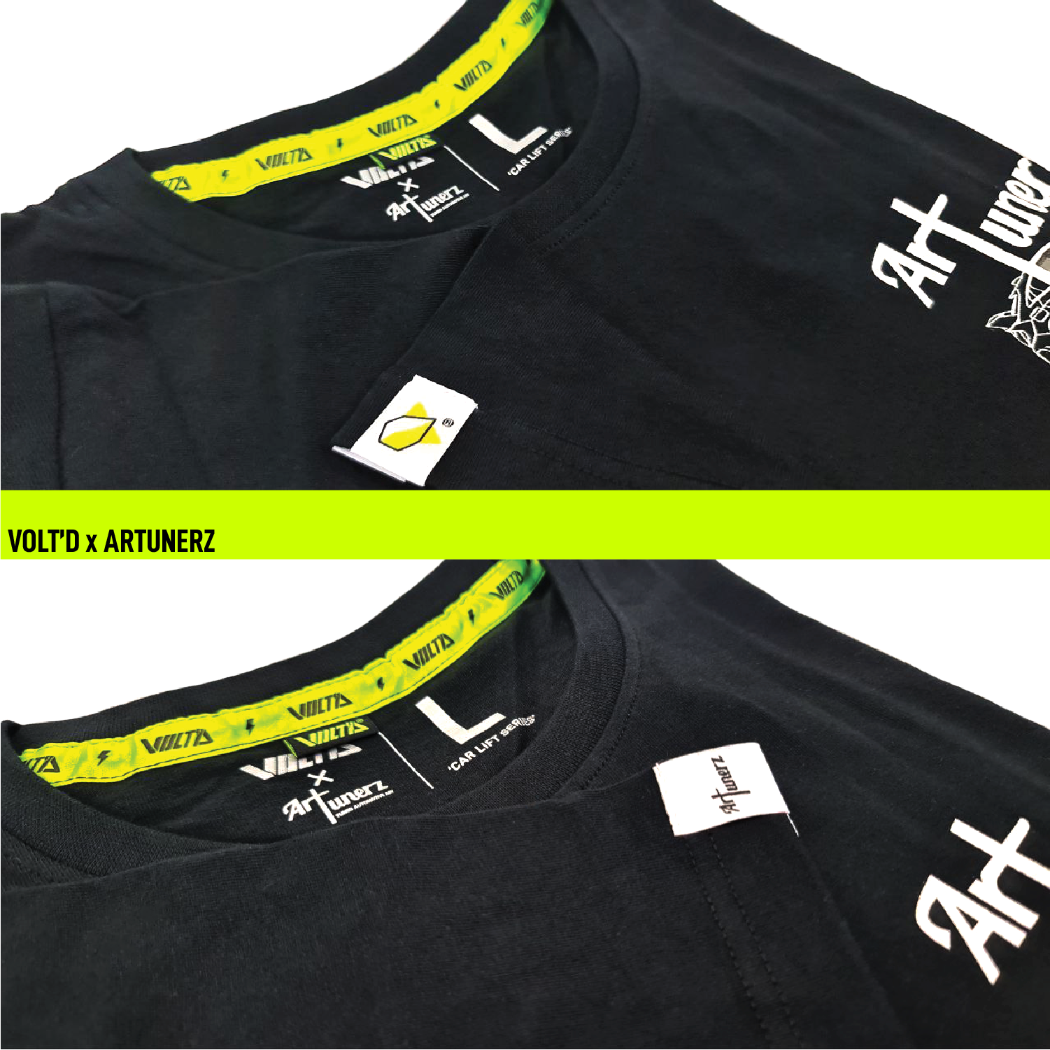 VOLT'D x Art Tunerz Civic Type R Generation Car Lift Tee Black - VOLT'D Performance
