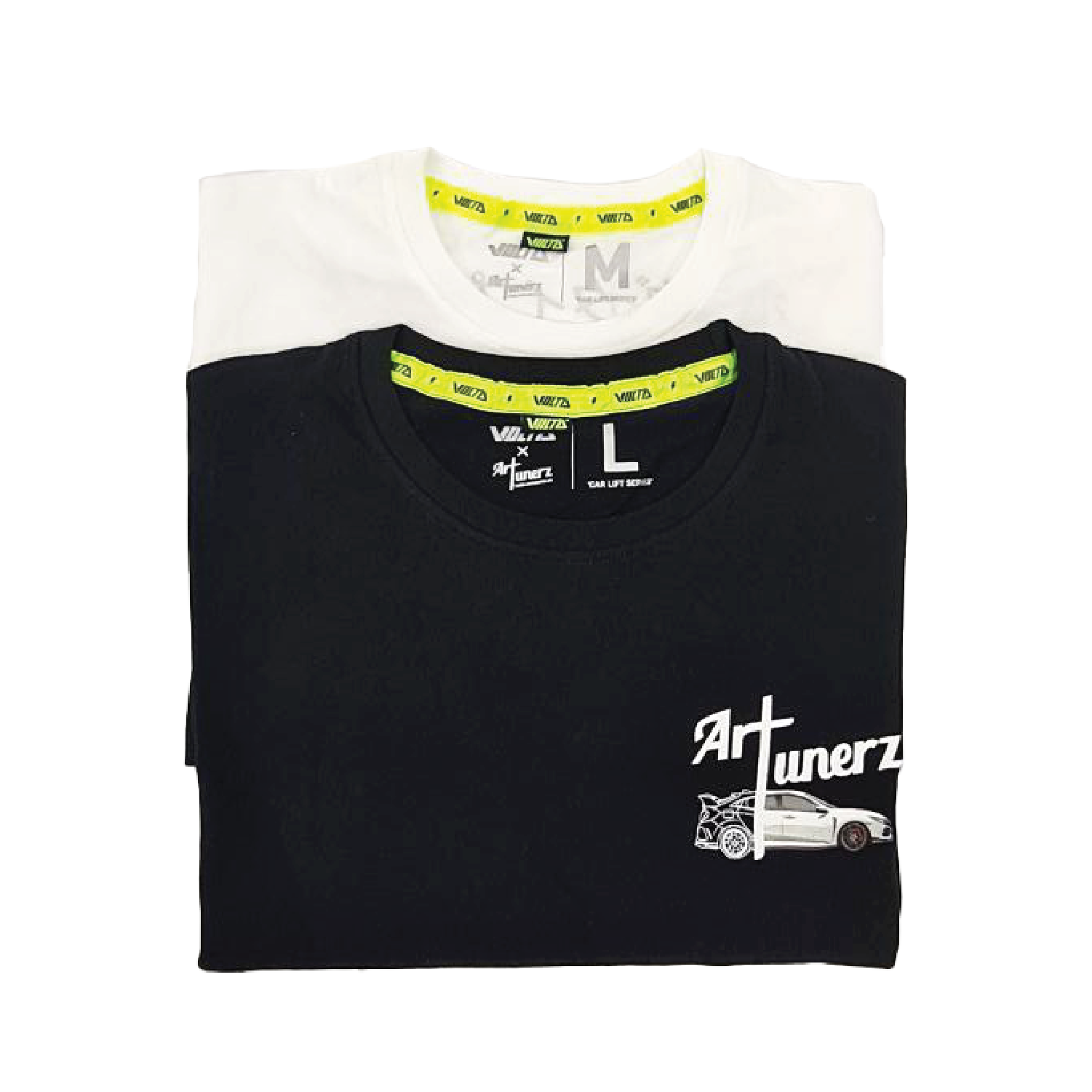 VOLT'D x Art Tunerz Civic Type R Generation Car Lift Tee White - VOLT'D Performance