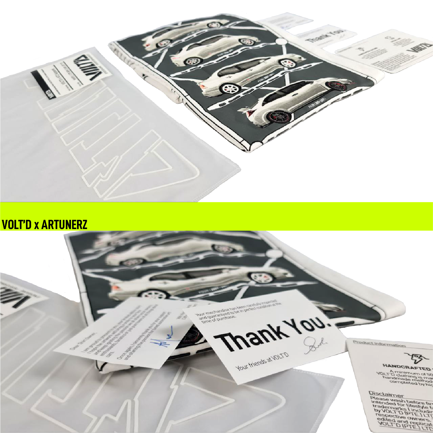 VOLT'D x Art Tunerz Civic Type R Generation Car Lift Tee White - VOLT'D Performance