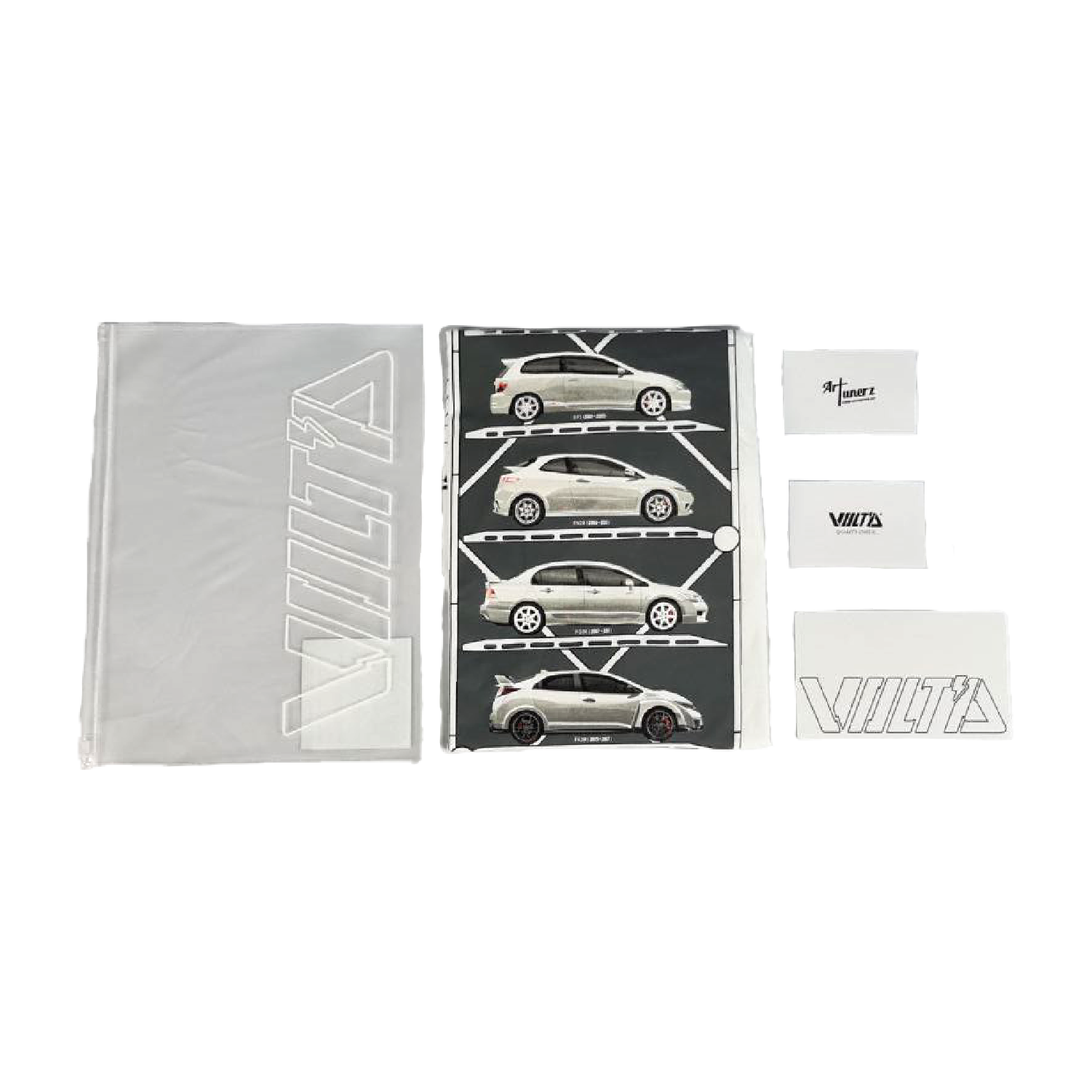 VOLT'D x Art Tunerz Civic Type R Generation Car Lift Tee White - VOLT'D Performance